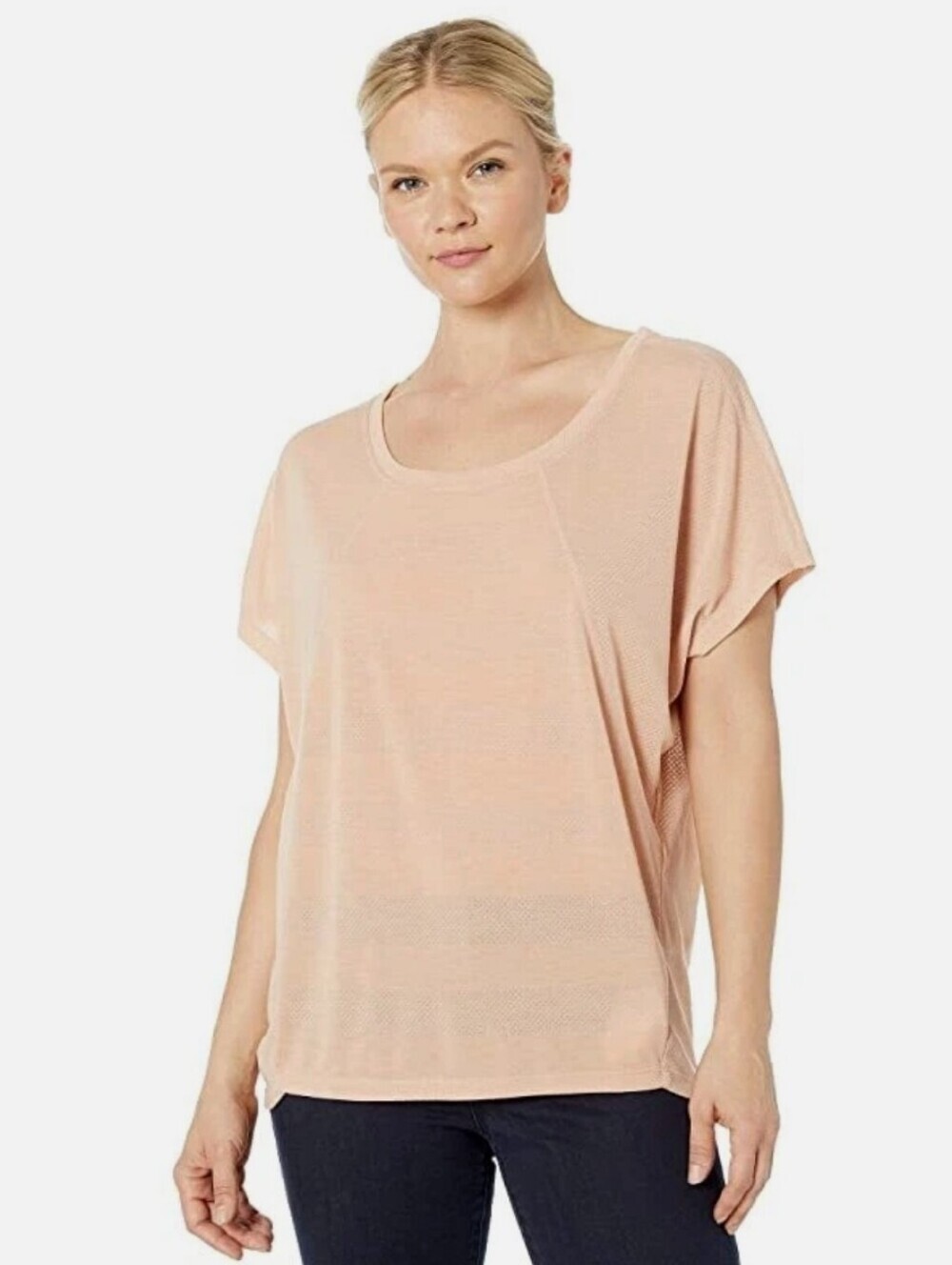 NWOT Prana Oriana Women's Peach Short Dolman Sleeve Crew Neck Oversized Top S